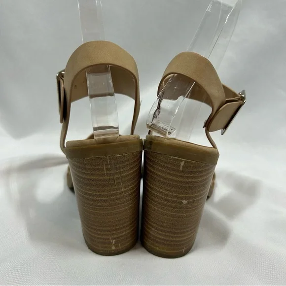 Soda | Block Heel Sandals Tan Ankle Strap Women’s Size 6 - Picture 8 of 12